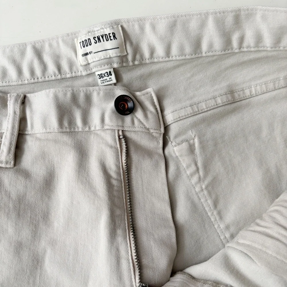 Todd Snyder Men’s Slim Fit 5 Pocket Chino Pant 36x34 Cream